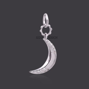 925 sterling silver moon pendant, diamond moon pendant, wholesale christen moon pendant jewelry