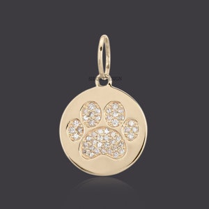 14k yellow gold diamond paw charm, wholesale cat paw jewelry