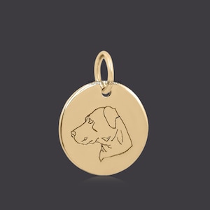14k yellow gold dog charm, plain gold dog face charm, wholesale dog lover charm jewelry