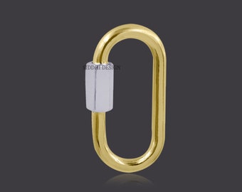 925 Silver Carabiner Lock, Gold Plated Wire, Jewelry Connector