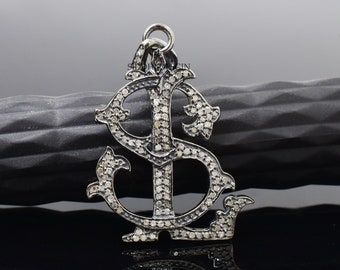 925 Silver Custom Letter Monogram Diamond SL-LS Letter Monogram Pendant Jewelry
