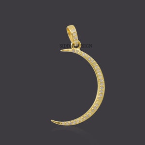 Yellow gold plated moon pendant, diamond moon pendant, wholesale christen moon pendant jewelry