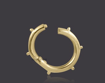 14k yellow gold charm enhancer lock, plain dotted clasp lock, woman jewelry connector lock