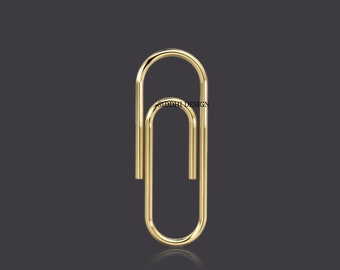 14k yellow gold paper clip lock, wholesale gold charm jewelry
