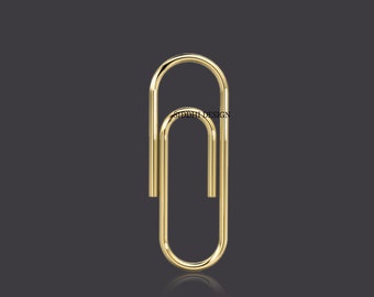 14k yellow gold paper clip charm, thin gold paper clip lock, wholesale gold charm jewelry