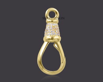 14K Yellow Gold Plated  White Cubic Zirconia Swivel Push Lock Jewelry