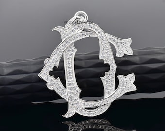 925 Sterling Silver Monogram, DC-CD Letter Custom Monogram, Personalized Initial Letter Monogram Pendant Jewelry