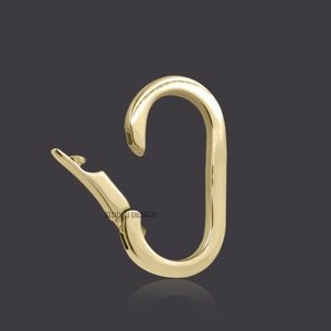 14k Yellow Gold Charm Enhancer Lock, Oval Plain Clasp Lock, Woman ...