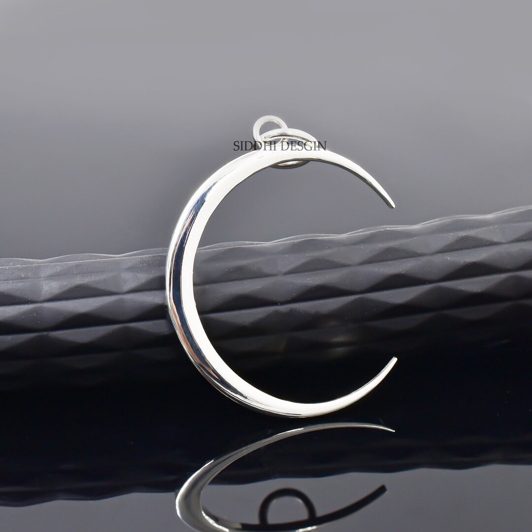 925 Sterling Silver Crescent Moon Pendant, Minimalist Jewelry - Etsy