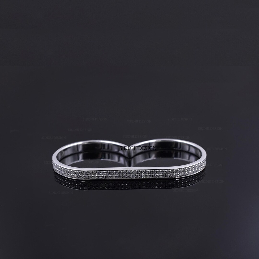 Diamond Two Row Ring in Sterling Silver – Elegant Statement Jewelry - Etsy