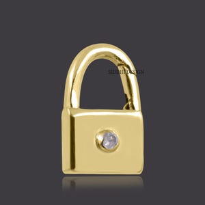 14K yellow gold mini padlock diamond jewelry connector padlock charm