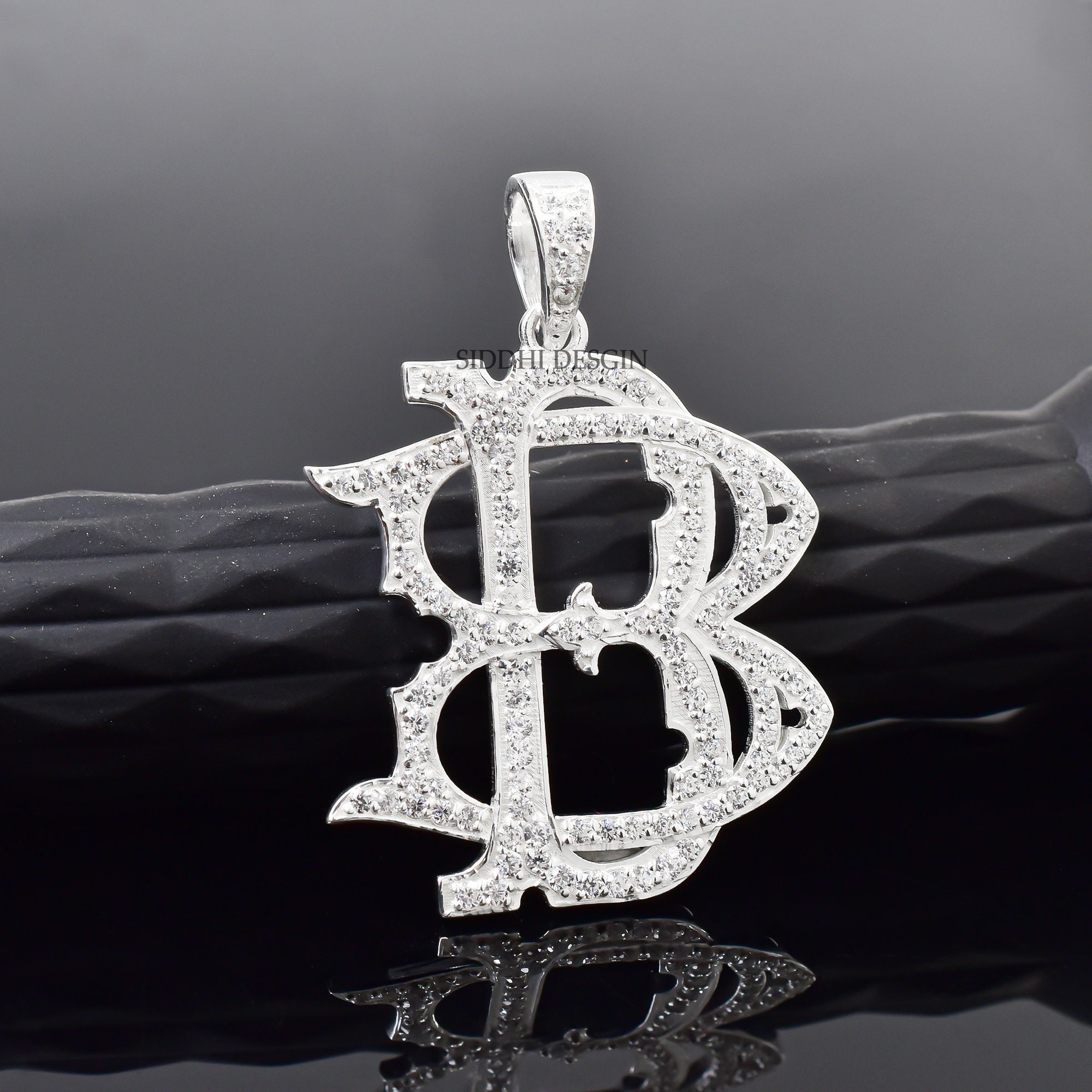 925 Sterling Silver Monogram, BB Letter Custom Monogram, Personalized Initial Letter Monogram Pendant Jewelry