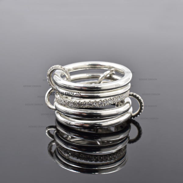 925 Silver Moissanite 5 Set Ring, multi-connector jump band ring jewelry