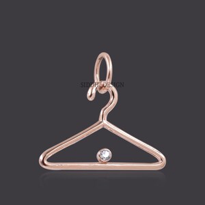 14k rose gold hanger charm, diamond hanger charm, wholesale gold charm jewelry