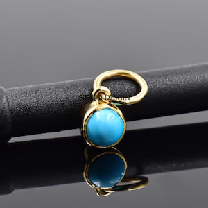 14k yellow gold charm, turquoise gold dot charm, charm for women, wholesale charm jewelry