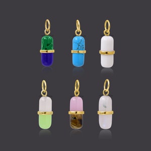 Natural gemstone designer pill charm, handmade pill charm, wholesale capsule pill charm jewelry