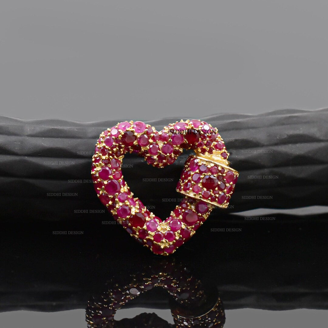 Ruby Yast Lock 14k Yellow Gold-plated Ruby Heart Carabiner Lock, Women's Jewelry ...