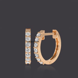 14k rose gold hoop earring, Moissanite hoop earring, wholesale hoop earring jewelry
