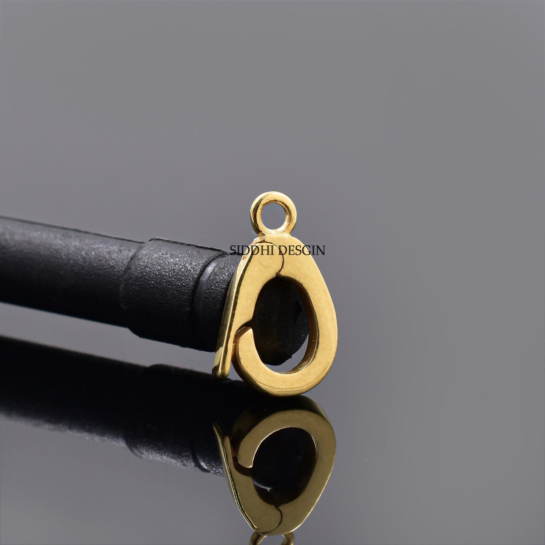 14k Yellow Gold Finding Enhancer Lock, Finding Oval Plain Clasp Lock ...