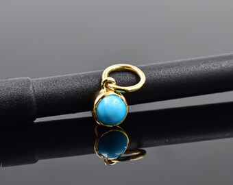 14k yellow gold-plated turquoise dot charm, women's wholesale charm jewelry