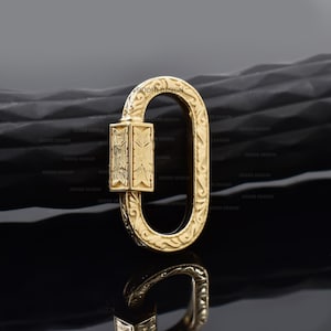 14k solid yellow gold carabiner lock, engraving carabiner lock, woman designer jewelry lock