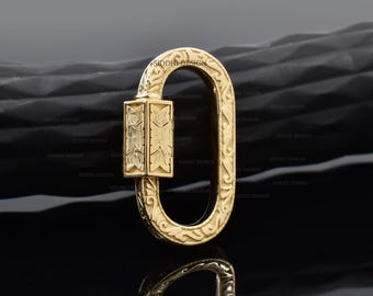 14k massivem Gelbgold Gravur Karabiner Schloss, Frau Designer Schmuck Schloss