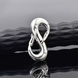 14K white gold S lock, diamond s plain silver lock, woman jewelry connector lock