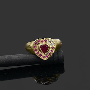 Ruby & Pink CZ-hartring – verguld sterlingzilver, romantische sieraden