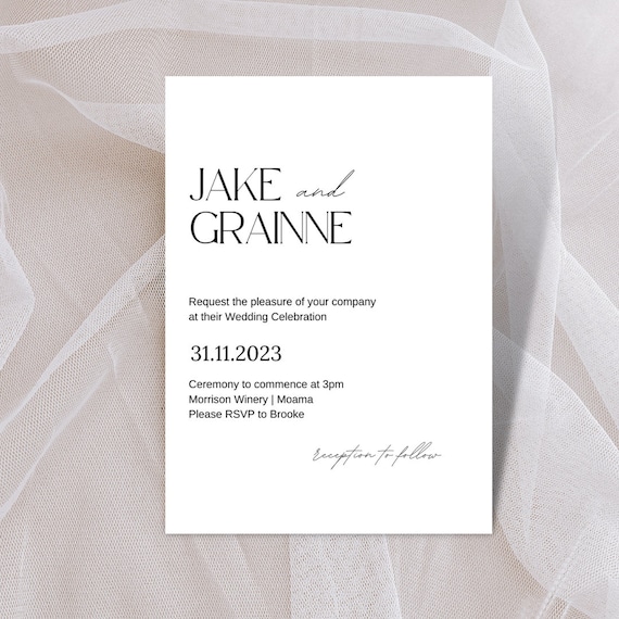 Minimalist Wedding Invitation Template, Wedding Invitation Template Download, Editable  Wedding Invite, Instant Download | 5"x7"