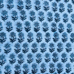 Block Print Cotton Fabric: Floral & Striped Home Decor - By The Yard