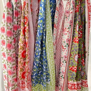 Hand Block Printed Cotton Sarong - Boho Beach Cover-Up