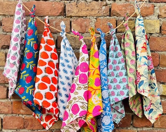 Servilletas de algodón con estampado a mano: decoración de cocina bohemia