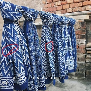 Hand Block Print Cotton Sarong, Beach Wrap Pareo, Long Scarf, Large Sarongs, Indigo Cover up, Soft Fabric Scarf, Fashion Shawl Beach Sarong