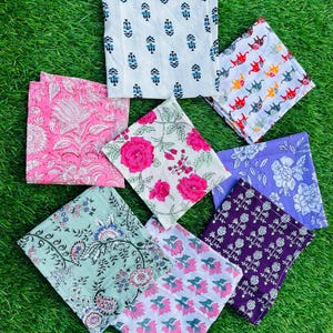 Assorted Cotton Napkins Hand Printed Kitchen Napkins Table Napkins set Handmade Eco Friendly Napkins Colorful Reusable Napkin Cloth Napkins