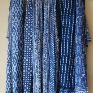 Blue Indigo BlockPrint Cotton Sarong Beach Wrap Hand Block Print Sarong Beach Coverup Lightweight Sarong, Jaipuri Print Sarong Pareo Scarves