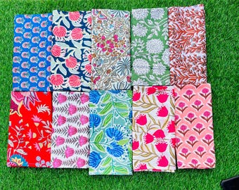 Servilletas de algodón con estampado a mano: estilo bohemio, mezcla y combina, hechas a mano en India