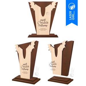Halloween Trophy for Costume Party Prize Best Costume Contest Award Engraved Laser Cut Trophy SVG DIY Halloween Craft Ideas Fun Activity