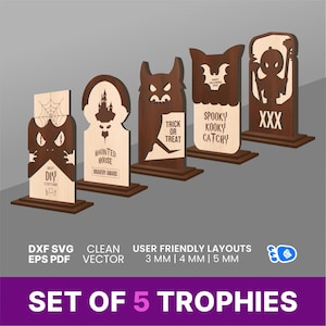 Halloween Trophy for Costume Party Prize Best Costume Contest Award Engraved Laser Cut Trophy SVG DIY Halloween Craft Ideas Fun Activity