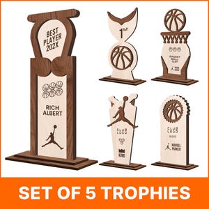 Basketball Trophy SVG Laser Cut Datei - Digitale Basketball Award Vorlage für Spieler, Tournament Champion - Glowforge Cricut bereit