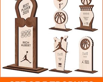 Basketball Trophy SVG Laser Cut File - Digital Basketball Award Template for Players, Tournament Champion - Glowforge Cricut Ready