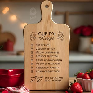 Valentijnsrecept, Cupido's snijplank, recept voor crush, recept voor liefde, Valentijnsdag SVG voor snijplank, cadeau voor Valentijn