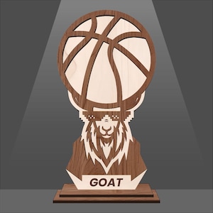 Basketball Trophy, GOAT Trophy Greatest All Of Time Player Award, Customizable Award Laser Cut Files, Sport Trophy Award Best Player SVG