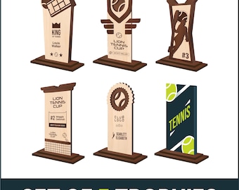 Tennis Trophy Cup Laser Cut Award, Wooden Tennis Award for Players Team Laser Cut, Participation Award, Tennis Team Gift, Tennis Medal SVG