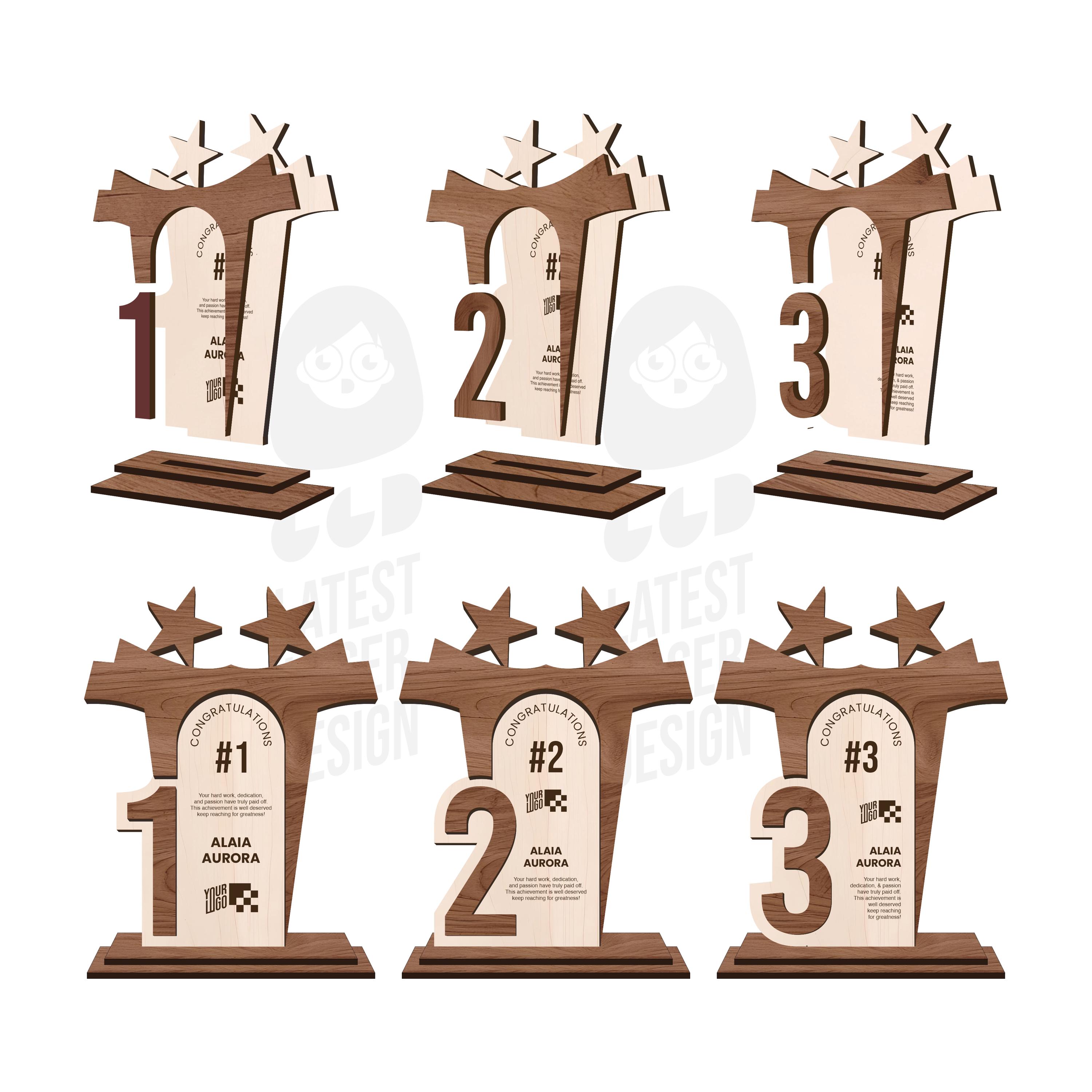 Trophy Set for 1st, 2nd, 3rd Place Awards, Trophy Laser Cut Pack Awards ...