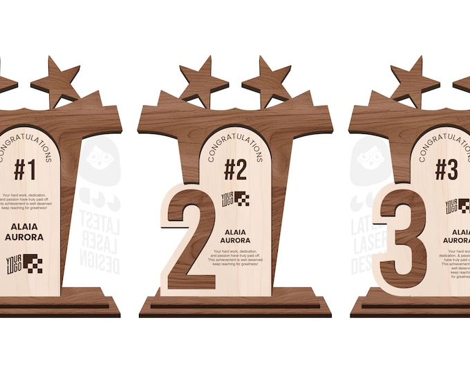 Trophy Set for 1st, 2nd, 3rd Place Awards, Trophy Laser Cut Pack Awards ...