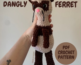 Dangly Ferret Crochet Pattern, Ferret Pattern, Crochet Ferret, Ferret Plush, Crochet Pattern, Cute Crochet Pattern, Crochet Ideas