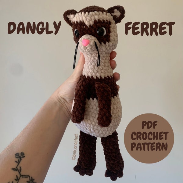 Dangly Ferret Crochet Pattern, Ferret Pattern, Crochet Ferret, Ferret Plush, Crochet Pattern, Cute Crochet Pattern, Crochet Ideas