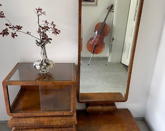 Art Deco Schublade / 1940er Jahre / Antike Eingangsschublade / Art Deco Kommode / Art Deco Sideboard mit Spiegel und Schubladen