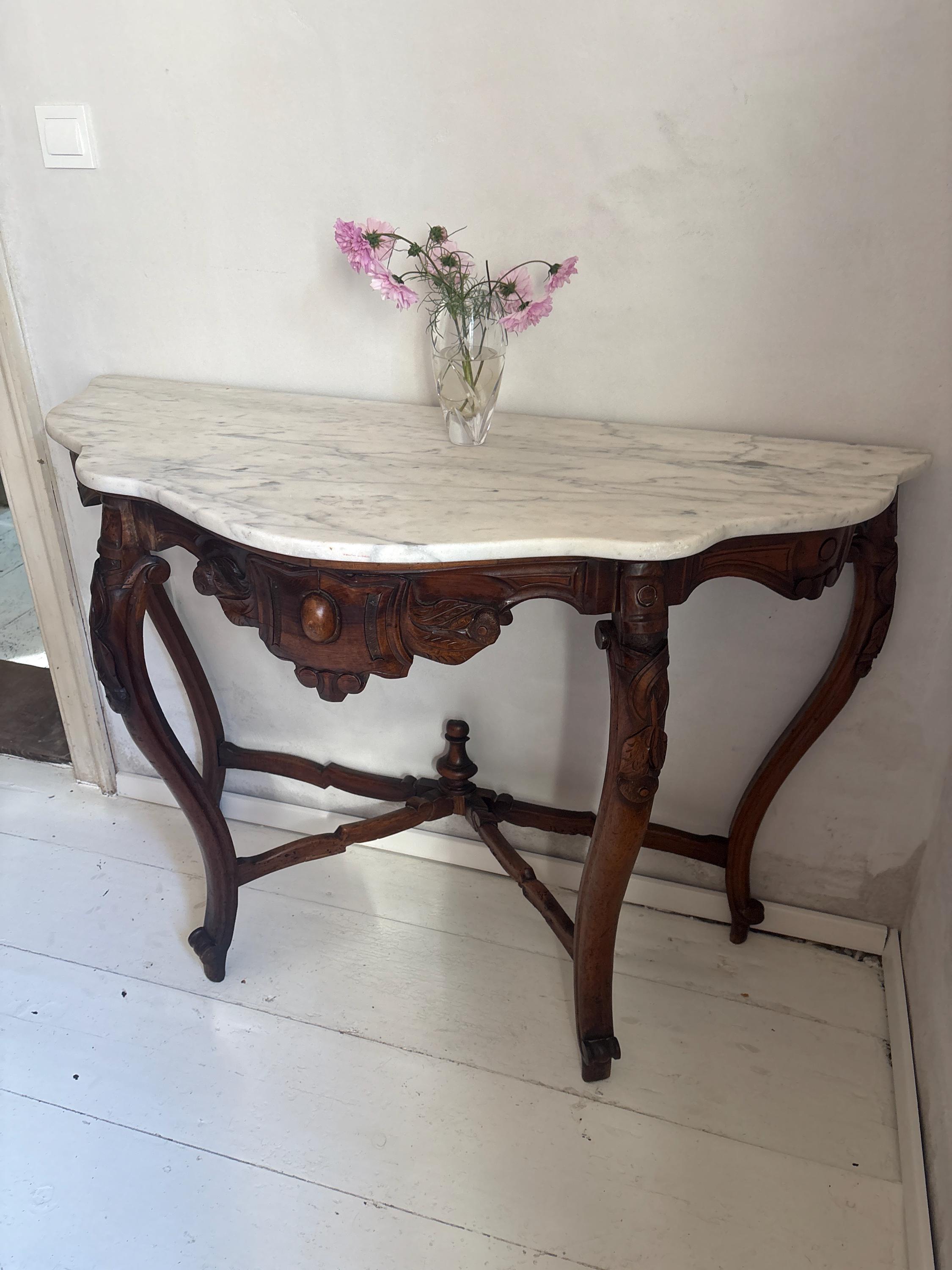Vintage Marble Top Console Table - Etsy