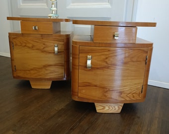 Vintage Yugoslavian Nightstand Table/set of 2/Art Deco/Retro Modern Nightstands/ Yugoslavian Console Tables